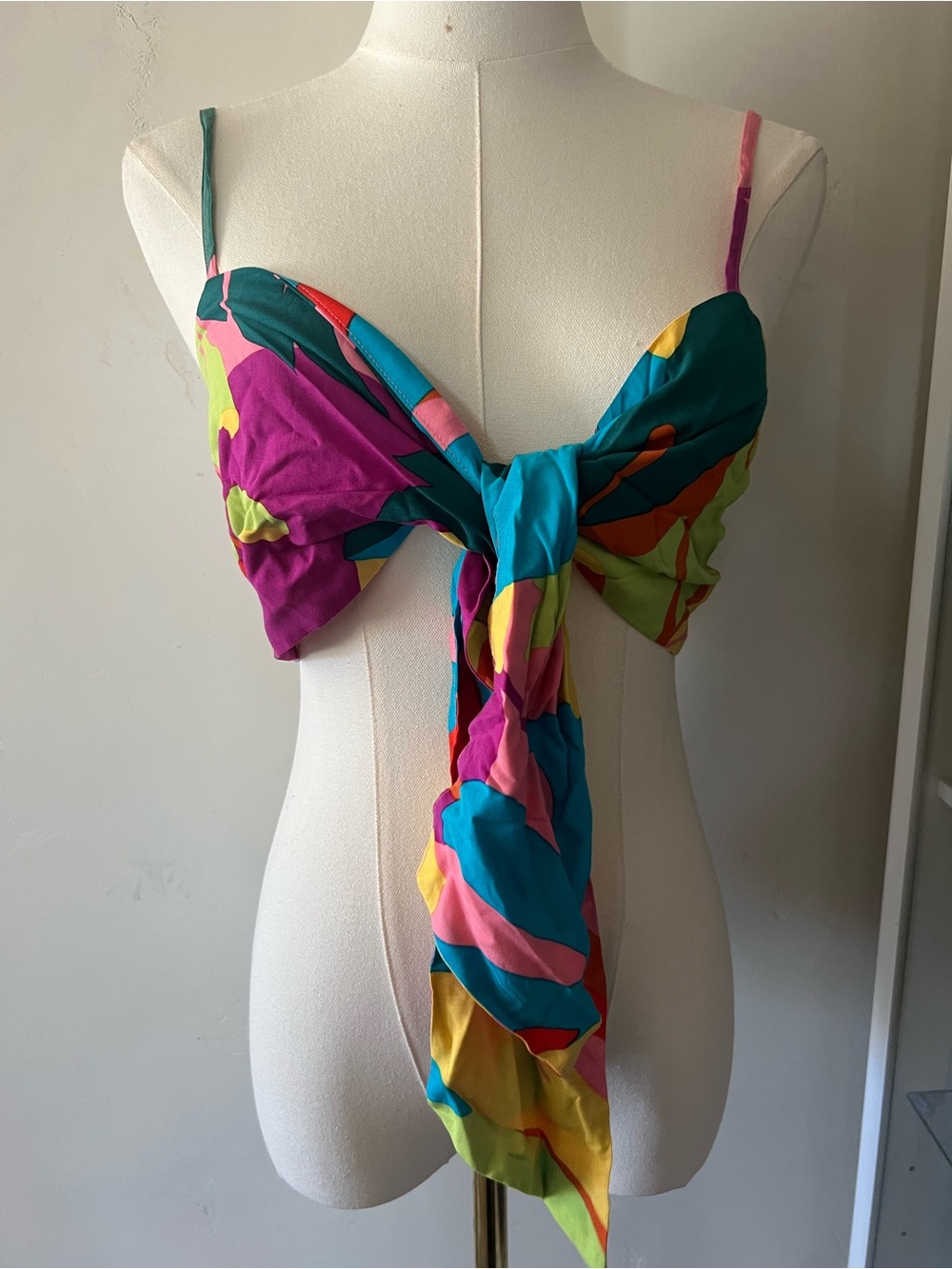l*space Multicolor Tie-Front Swim Coverup - Teal, Pink, Yellow, Purple